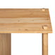 Close-up of a light brown mango wood cabinet top with two round wooden pegs.