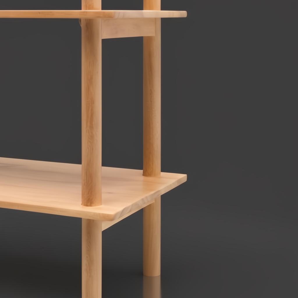 Brown mango wood bookcase with clean lines and wide shelves for storage and display.