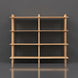 Wide, light brown mango wood bookcase with four shelves and a clean, natural design.