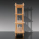 Light brown mango wood bookcase with four open shelves, viewed from the side.