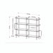 Diagram of a brown mango wood bookcase, 53"H x 63"W x 16"D, with three wide shelves.