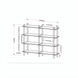 Diagram of a brown mango wood bookcase, 53"H x 63"W x 16"D, with three wide shelves.