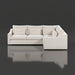Cream left-arm-facing sectional sofa with five matching pillows and a modern design.