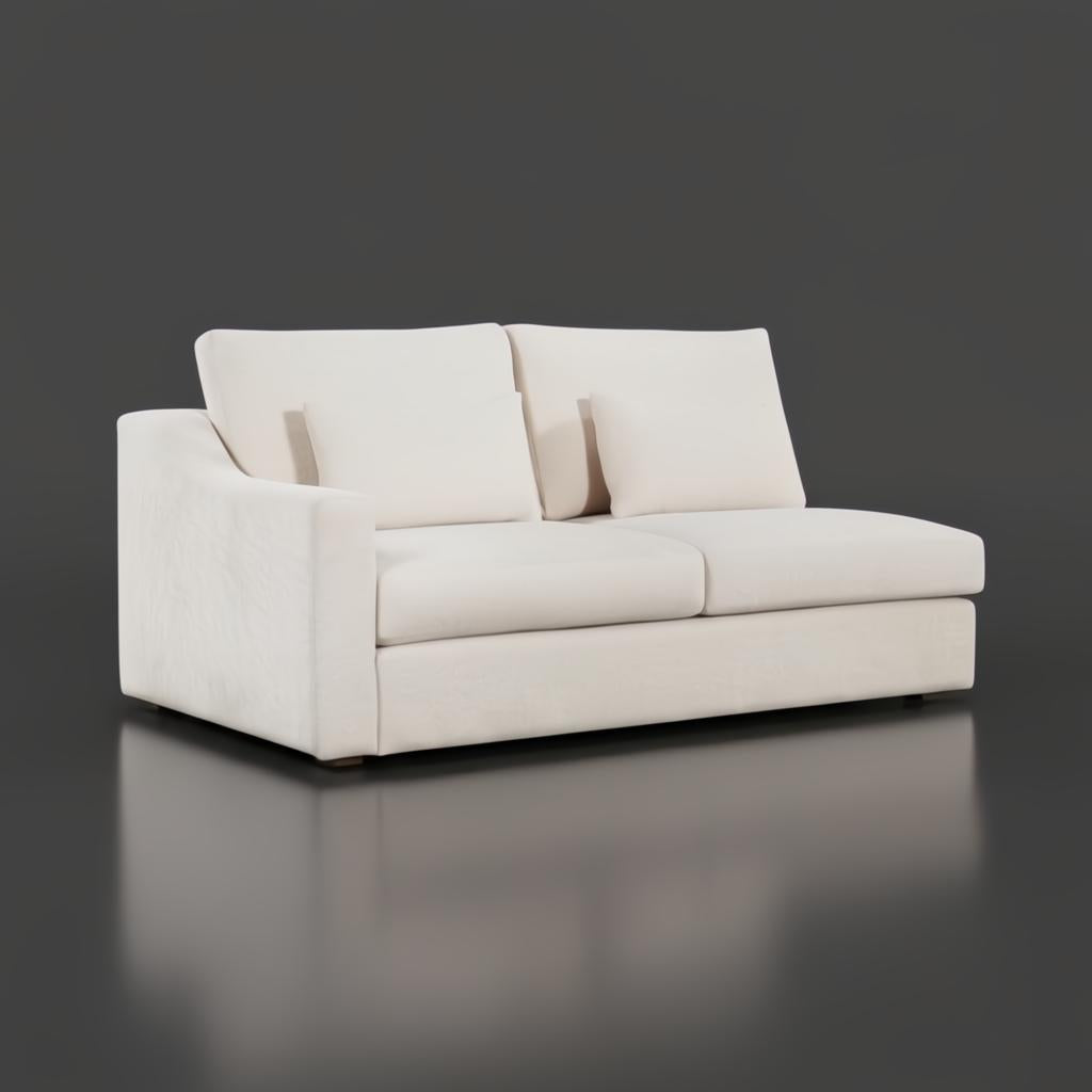 Surya Pedersen Left Arm Facing Sectional in light beige polyester with two seat cushions and two back pillows.