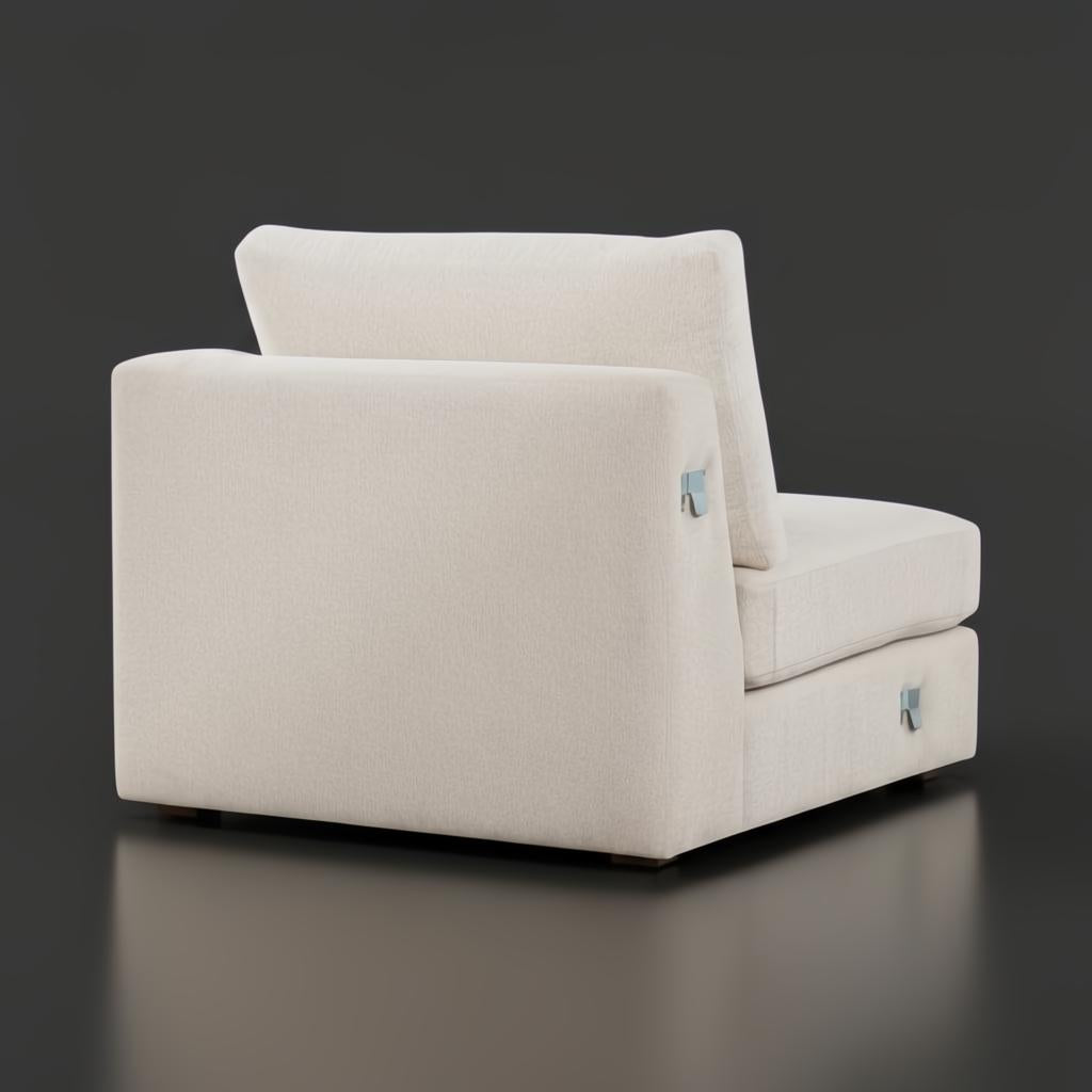 Surya Pedersen Left Arm Facing Sectional in light beige polyester with a brown stained poplar base.
