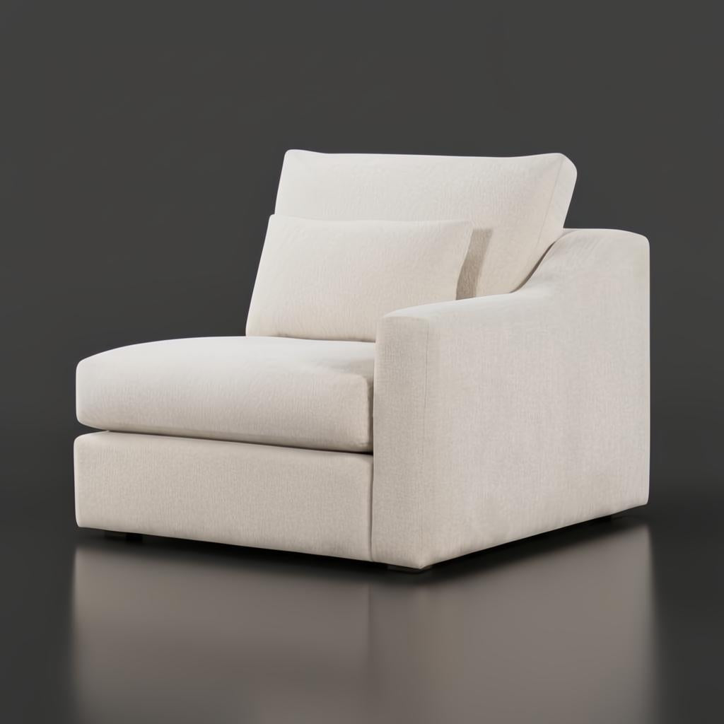 Surya Pedersen Left Arm Facing Sectional piece in light beige polyester with a single throw pillow.
