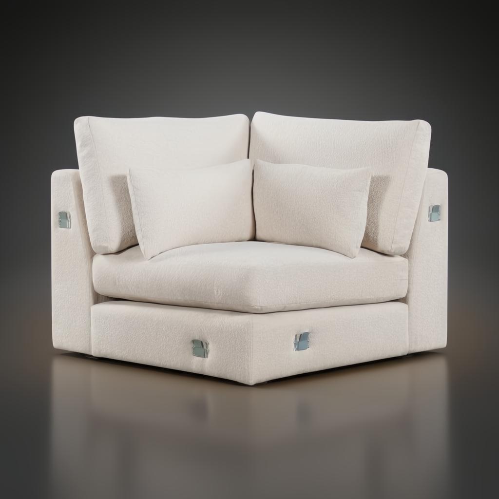 Surya Pedersen Left Arm Facing Sectional in light beige polyester with modern design.