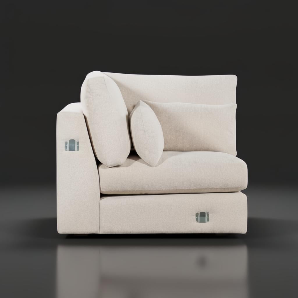 Surya Pedersen Left Arm Facing Sectional in light brown polyester with a modern design.