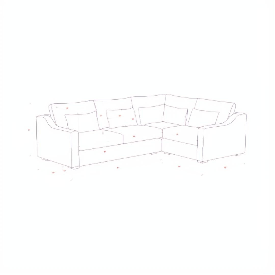 Surya Pedersen Left Arm Facing Sectional, brown polyester upholstery, brown poplar base, with five pillows.