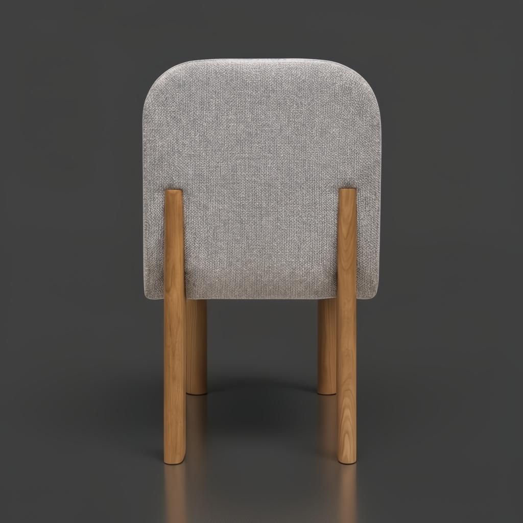 Surya Pico Dining Chair with taupe polyester-linen upholstery and brown rubber wood base.