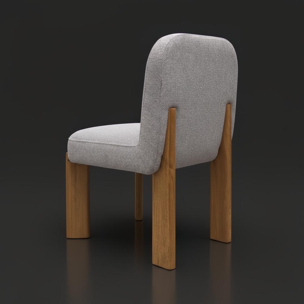 Surya Pico Dining Chair with taupe polyester-linen upholstery and brown rubber wood base.