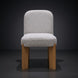 Surya Pico Dining Chair with taupe polyester-linen upholstery and brown rubber wood base.