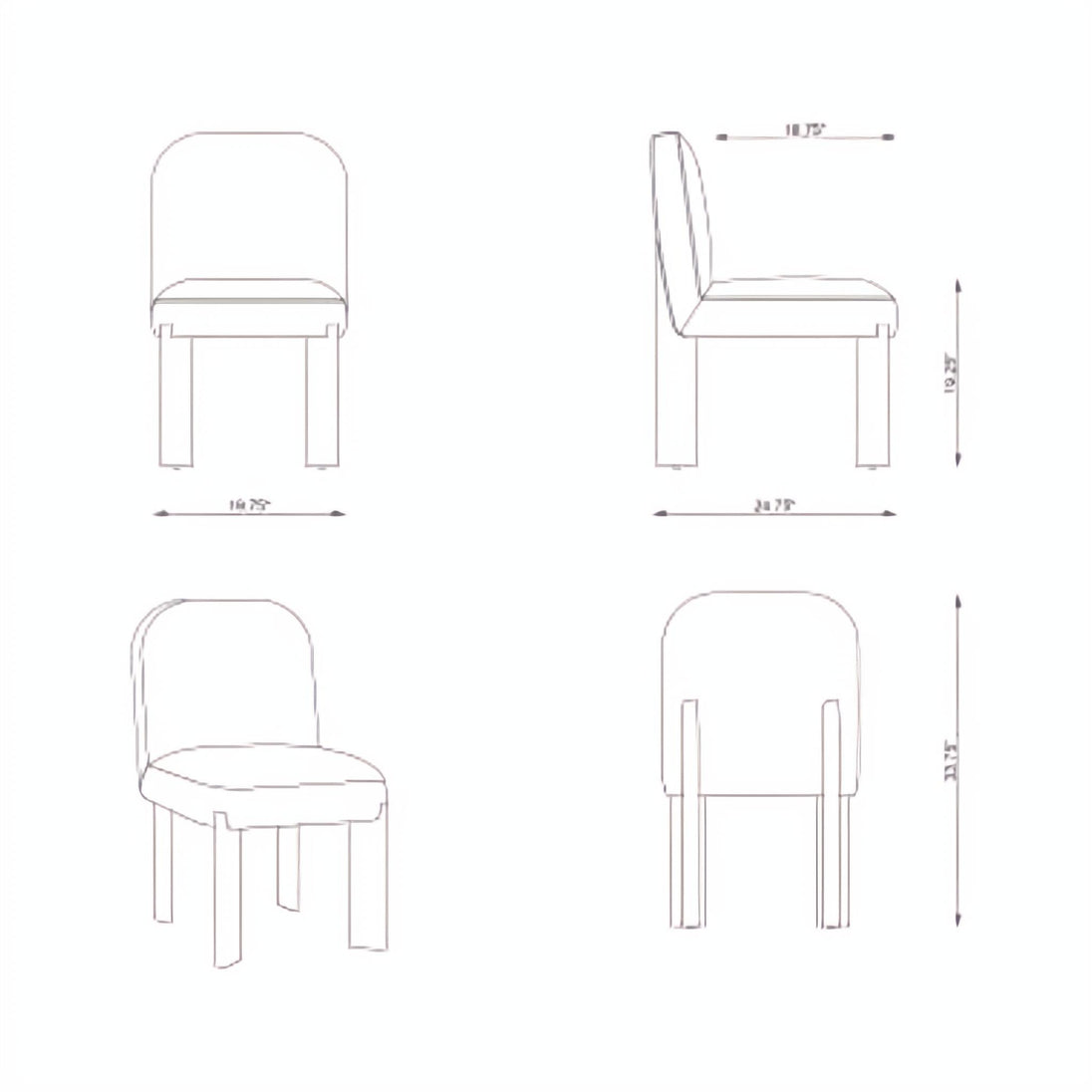 Surya Pico Dining Chair, set of 2, with taupe polyester linen upholstery and brown rubber wood base.