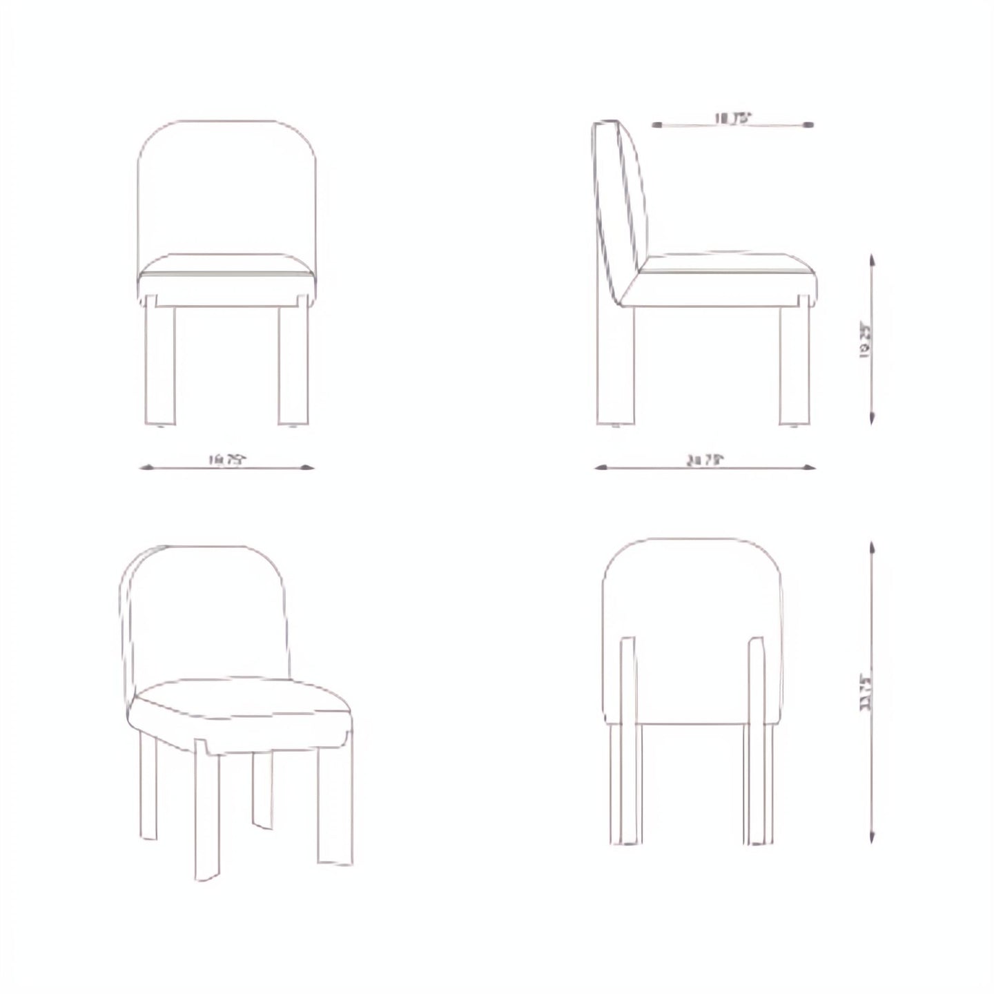 Surya Pico Dining Chair, set of 2, with taupe polyester linen upholstery and brown rubber wood base.