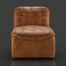 Surya Oryan modular chair with brown leather upholstery and a black rubber wood base.