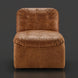 Surya Oryan modular chair with brown leather upholstery and a black rubber wood base.