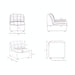 Line drawings of the Surya Oryan Modular Sofa, showing front, side, and top dimensions.