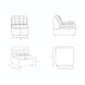 Line drawings of the Surya Oryan Modular Sofa, showing front, side, and top dimensions.
