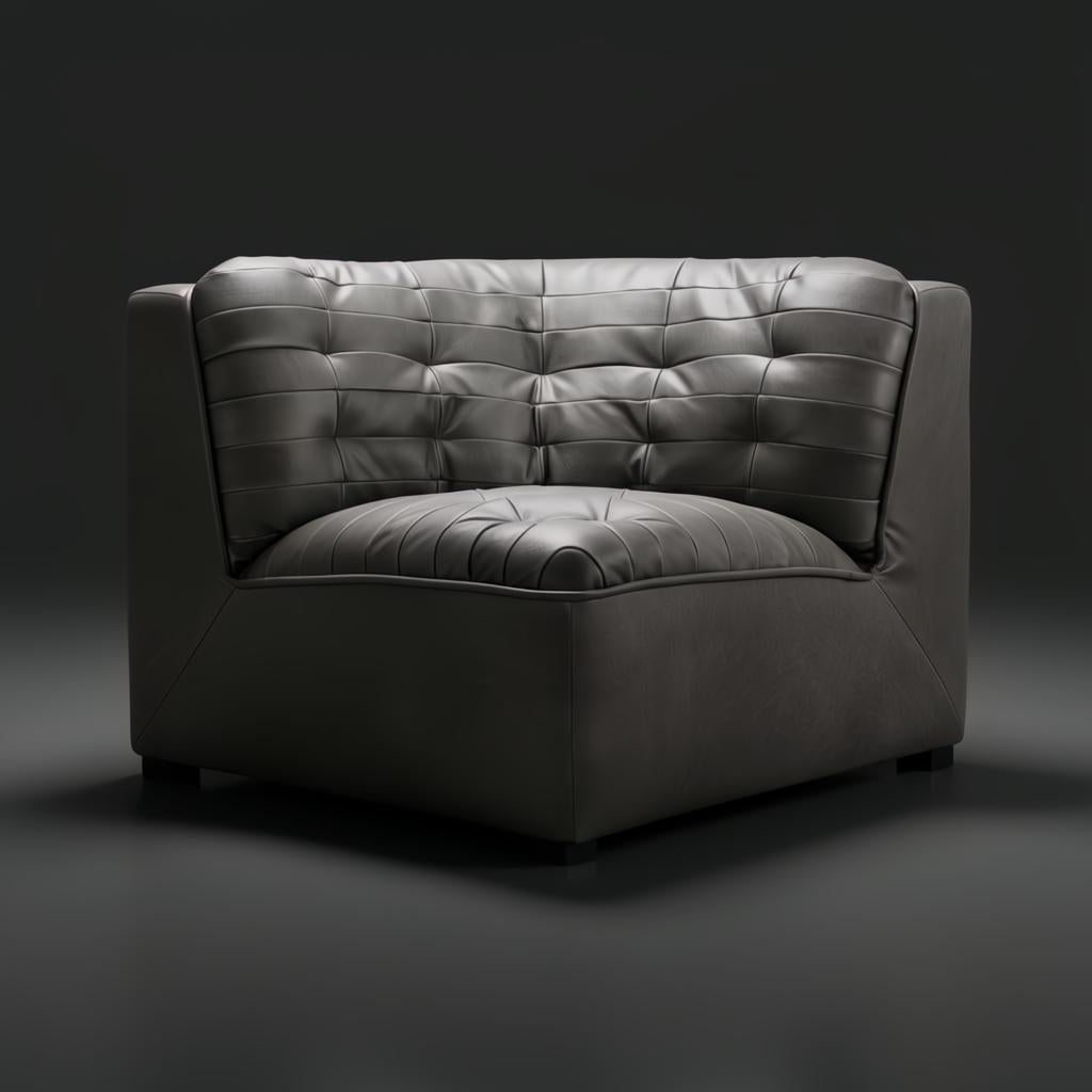 Surya Oryan RYAN-006 black leather modular sofa with tufted back and pine base.