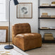 Surya Oryan modular chair with brown leather upholstery and black rubber wood base.