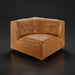 Surya Oryan modular corner accent chair in brown leather with tufted back and seat.