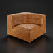 Surya Oryan modular corner accent chair in brown leather with tufted back and seat.