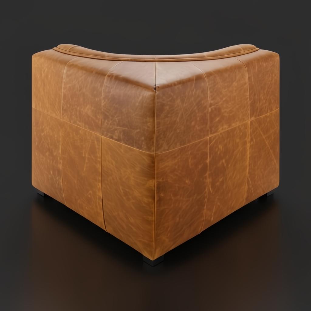 Surya Oryan modular sofa corner piece in brown leather with square tufting.