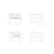 Technical drawings of the Surya Oryan modular sofa, showing dimensions and design from multiple angles.