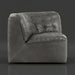 Surya Oryan RYAN-006 black leather modular sofa with quilted back and pine base.