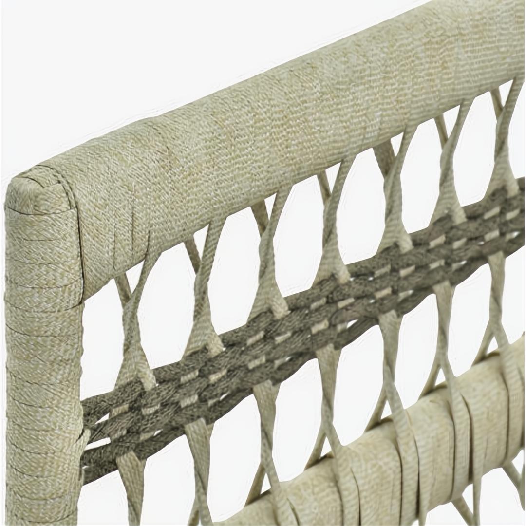 Close-up of Surya Winder accent chair's cream Sunbrella woven frame with a contrasting gray band.